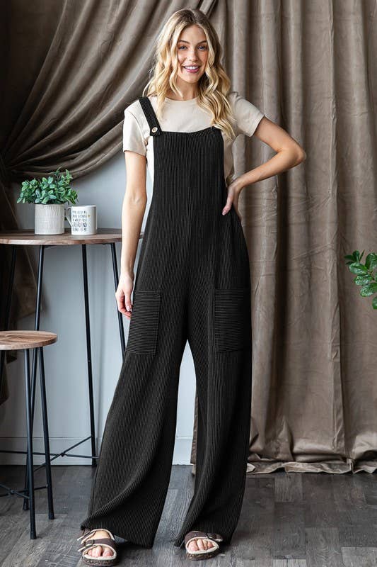 EP6810-10 SLEEVELESS SOLID URBAN RIBBED JUMPSUITS