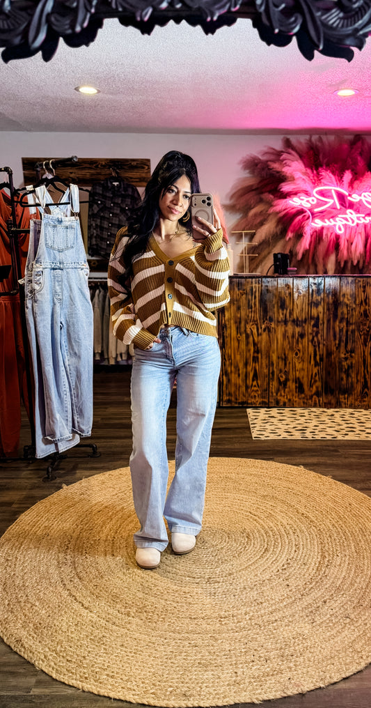 Stripe Button Sweater