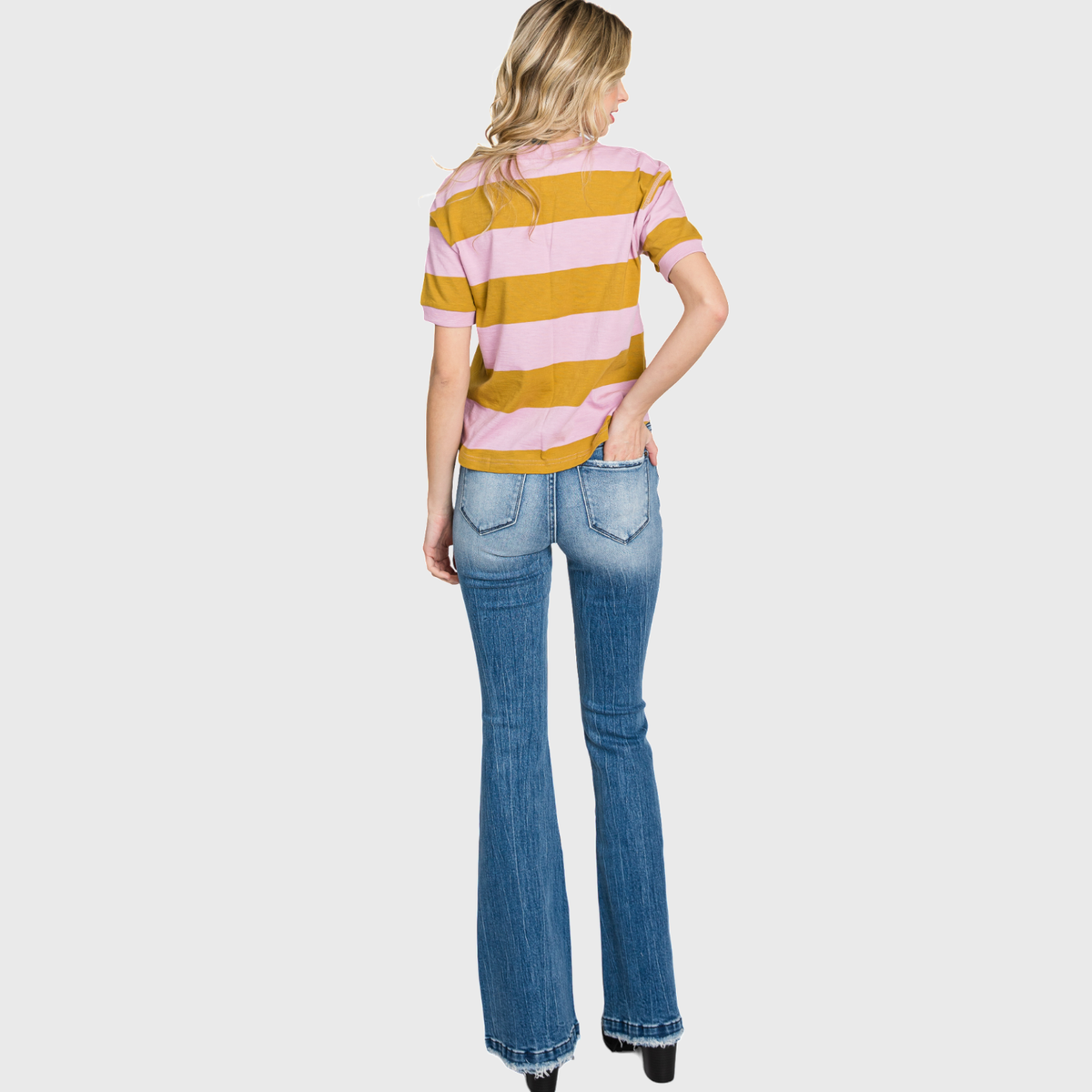T929MF (OPEN PACK) DISTRESSED MID RISE STRETCH FLARE