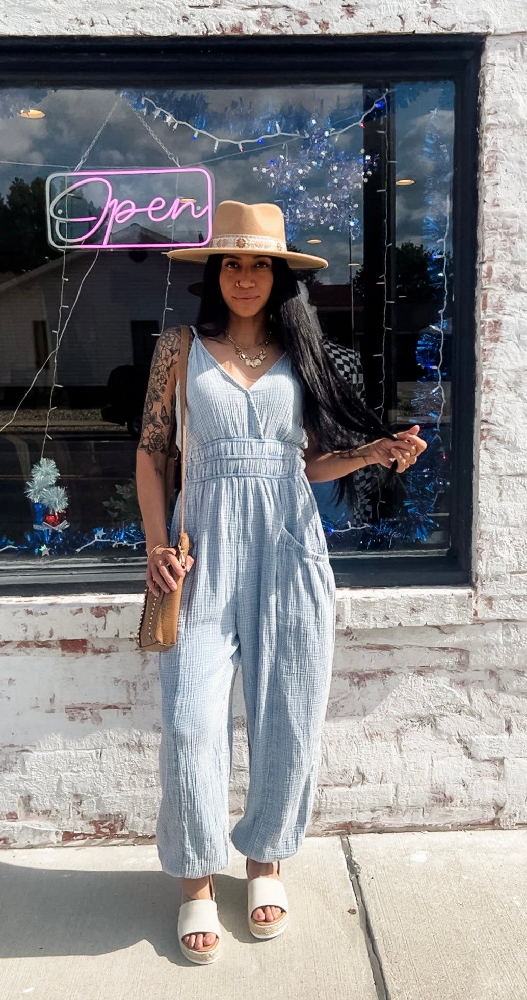 Denim Gauze Jumpsuit