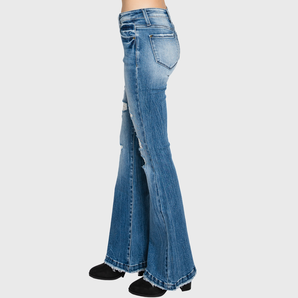 T929MF (OPEN PACK) DISTRESSED MID RISE STRETCH FLARE