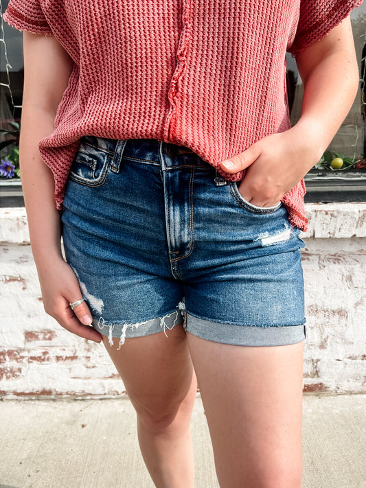 Distressed Denim Shorts