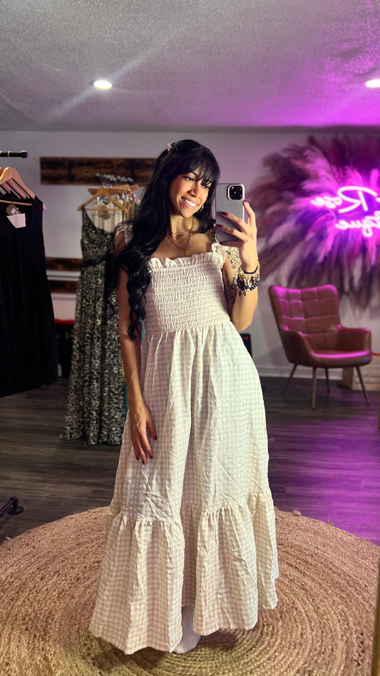 Plaid Smocked Maxi Dress